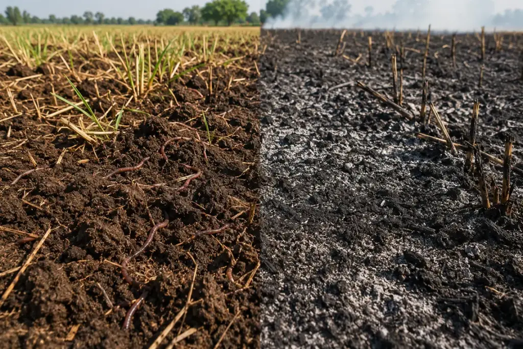 Soil Fertility Loss Due to Stubble Burning – పంట వ్యర్థాలను కాల్చడం వల్ల భూసారం తగ్గిన నేల