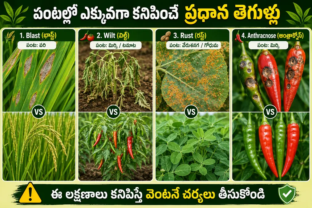 Blast Wilt Rust Anthracnose తెగుళ్ల లక్షణాలు మరియు ఆరోగ్యకరమైన మొక్కల పోలిక